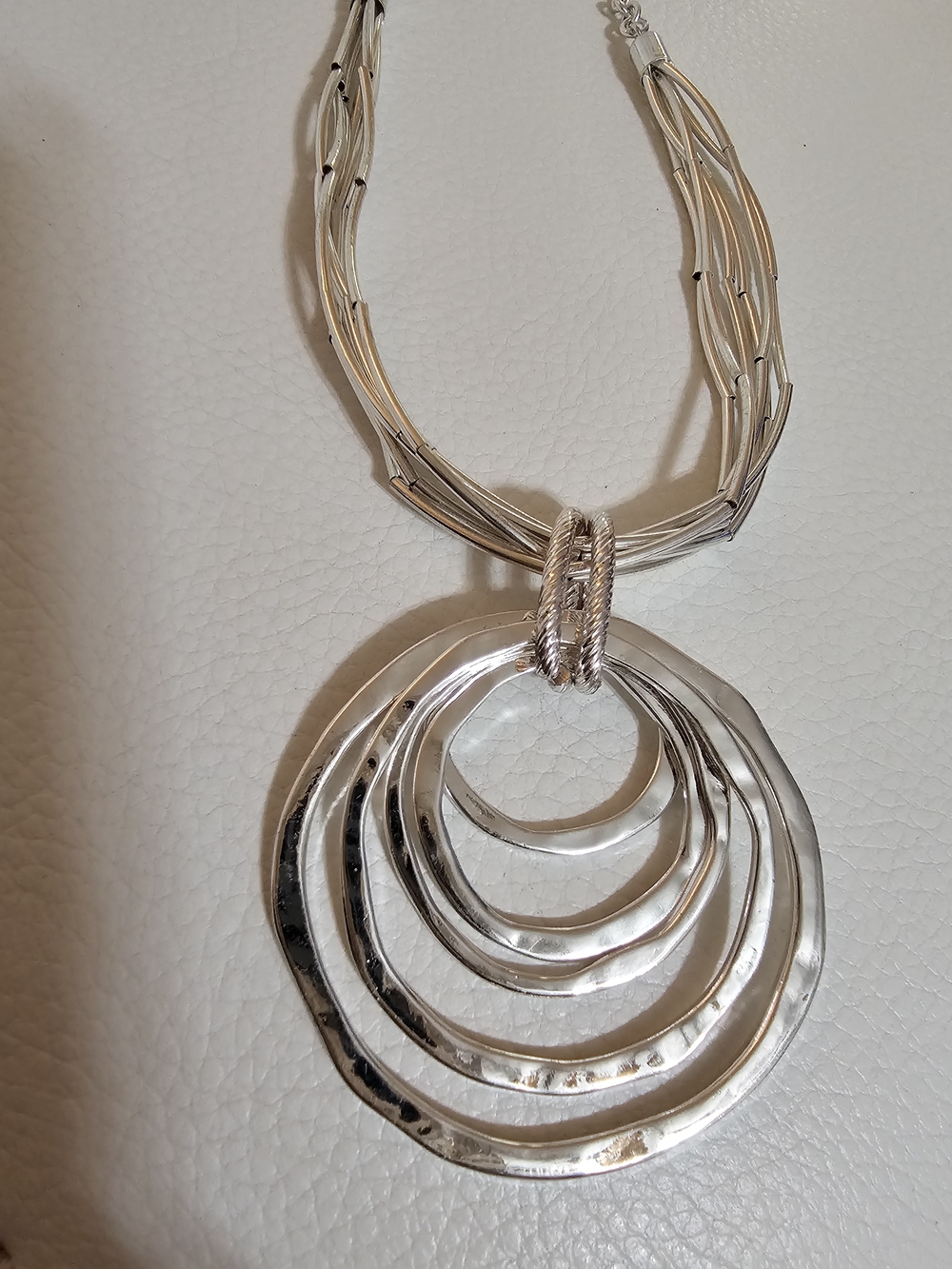 Kim Rogers Silver Multi-Ring Pendant Necklace